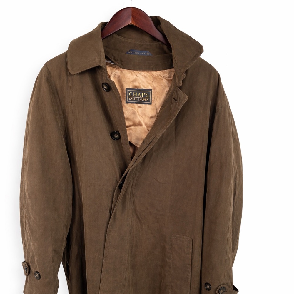 Vintage Chaps Ralph Lauren Men's Brown Long Trench Coat